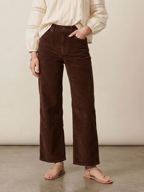 J.Crew Slim-Wide Leg Stretch Corduroy Pants in Dark Brown French Press